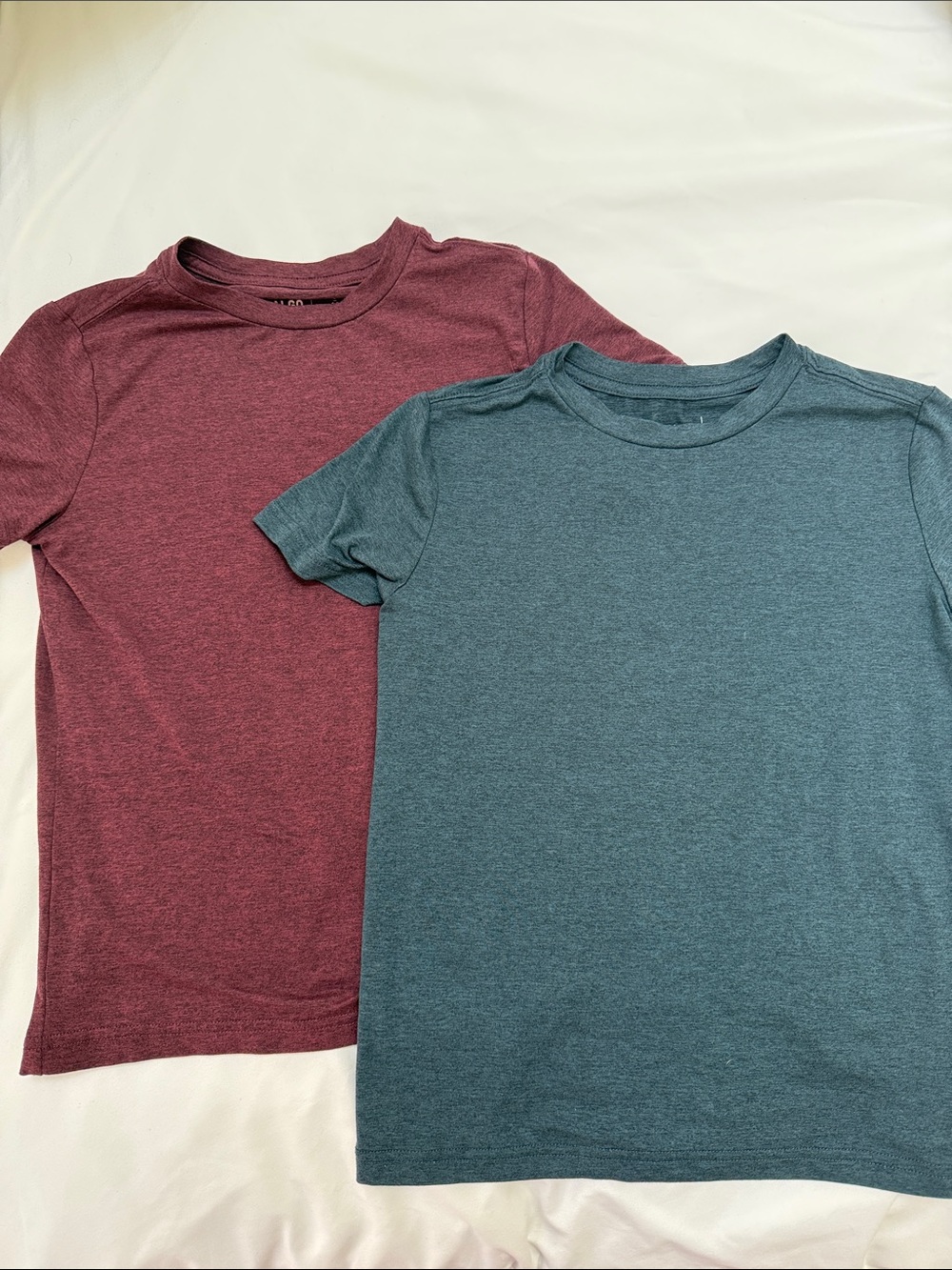 Kids Short-Sleeve Crewneck Tees in Maroon and Teal